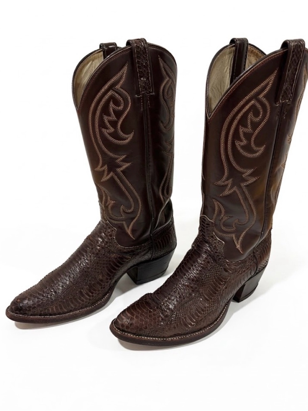 Vintage Dan Post Cowboy Boots Python Brown Women’s 8.5 D